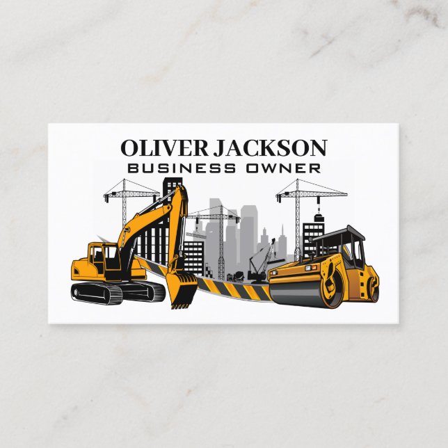 Construction Site and Vehicles Business Card (Front)
