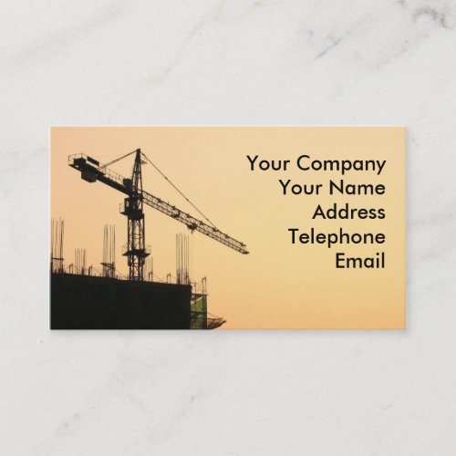Construction Site at Sunset Business Card