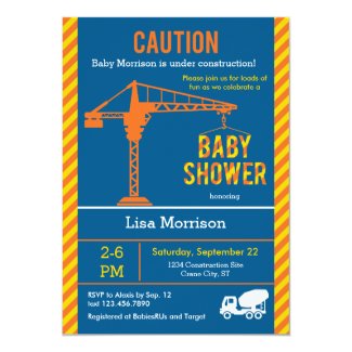 Construction Site Baby Shower Invitation