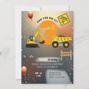 Construction Site Birthday Party Invitation