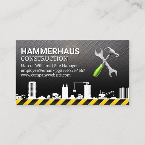 Construction Site  Builder Tools  Metal Business Card