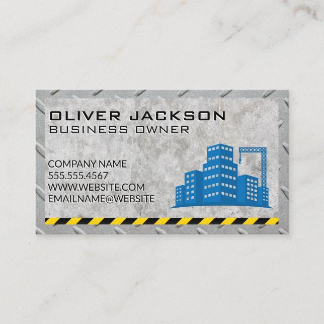 Construction Site Building | Concrete Steel Business Card (Front)