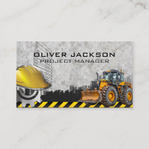 Construction Site Bulldozer Hardhat Business Card