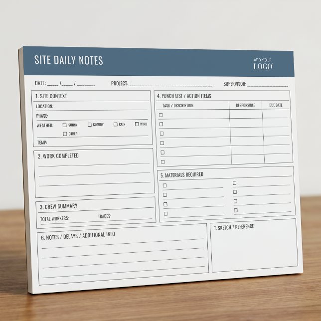 Construction Site Contractors Builders Daily Log Notepad (Creator Uploaded)