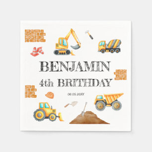 Construction Site Dump Truck Digger Birthday Party Napkins
