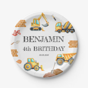 Construction Site Dump Truck Digger Birthday Party Paper Plates