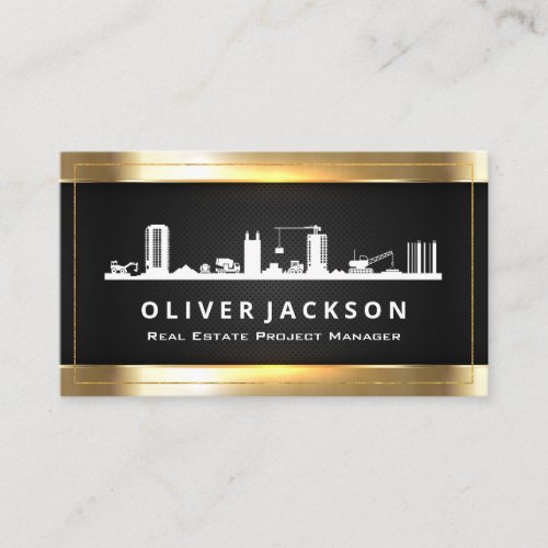 Construction Site  Gold and Black Mesh Business Card