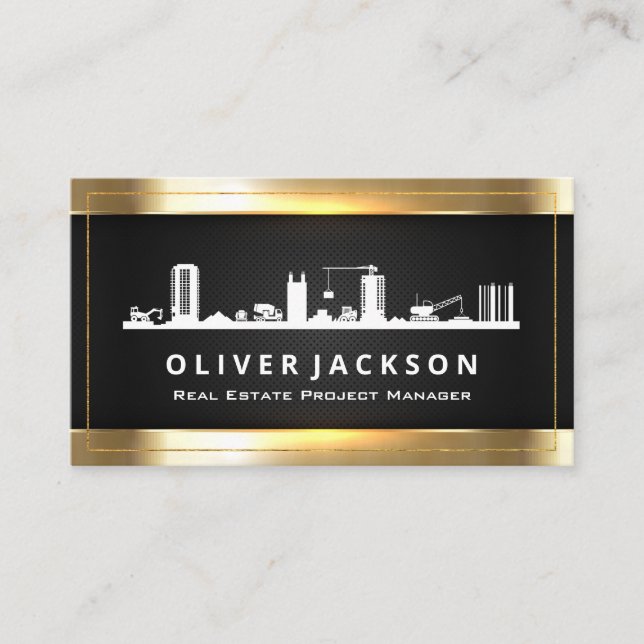 Construction Site | Gold and Black Mesh Business Card (Front)