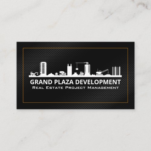 Construction Site  Gold Black Business Card