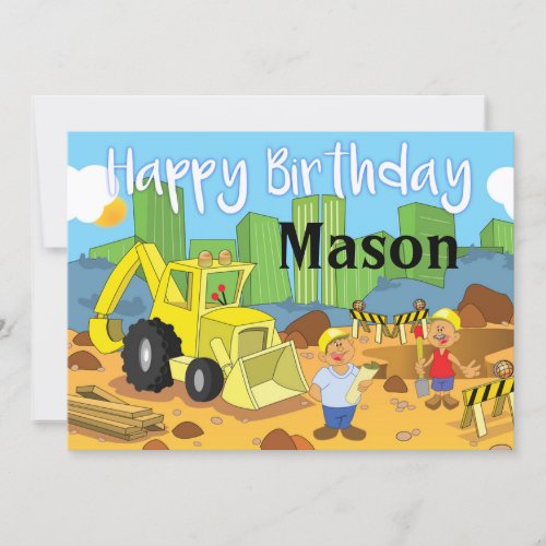 Construction Site Happy Birthday Card
