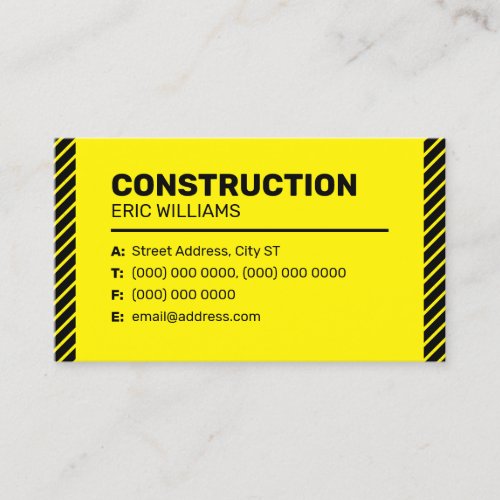 Construction site inspired minimalist modern business card