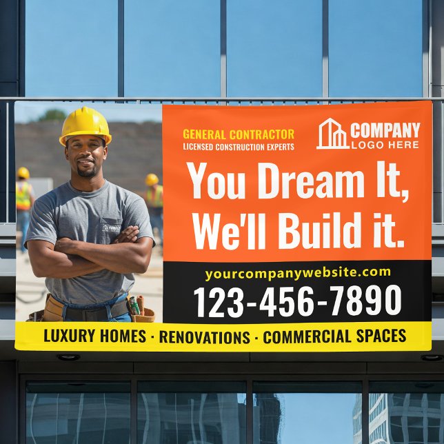 Construction Site Logo Photo Orange Advertising Banner (Creator Uploaded)