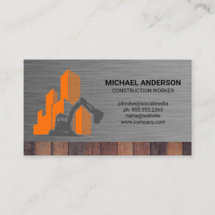 Construction Site Metallic Wood Business Card