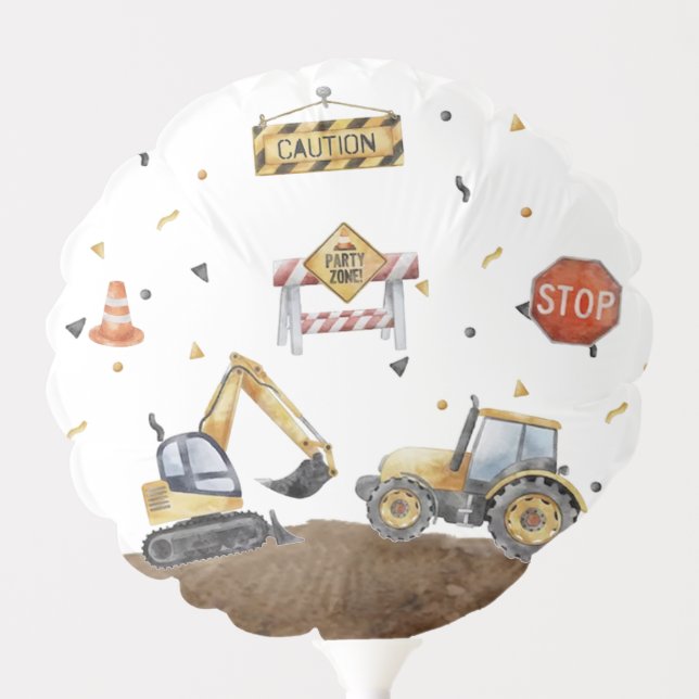 Construction Site Playful Birthday Surprise Balloon (Front)