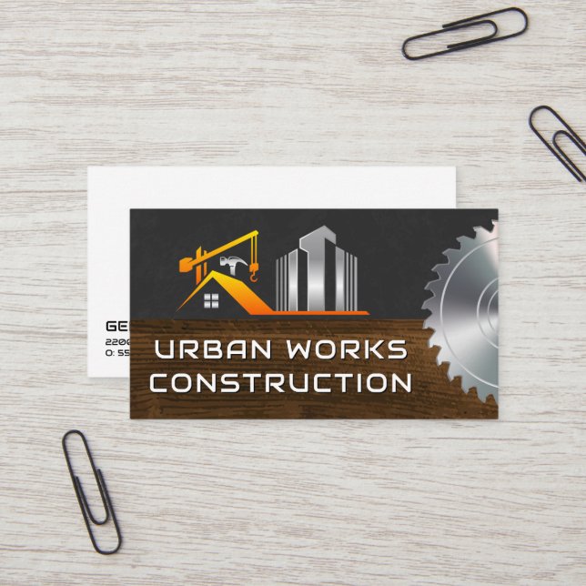 Construction Site | Real Estate Builders Business Card (Front/Back In Situ)