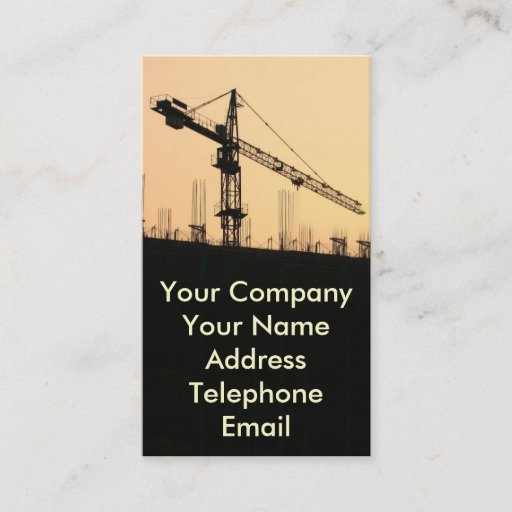 Customizable Construction Site with Large Crane Business Card Template