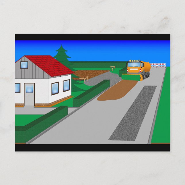 construction site with sweeper postcard (Front)