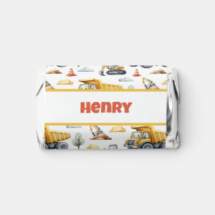 Construction Site Yellow Name Boy's Birthday Hershey's Miniatures