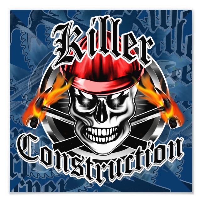 Construction Skull with Hard: Killer Construction Photo Print (Front)