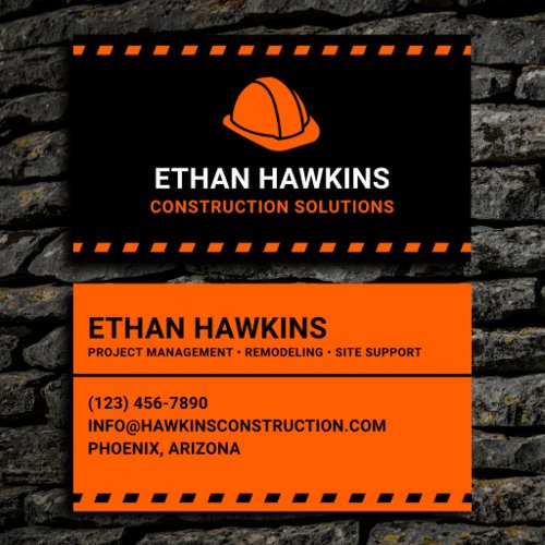 Construction Solutions Orange Hard Hat Business Card