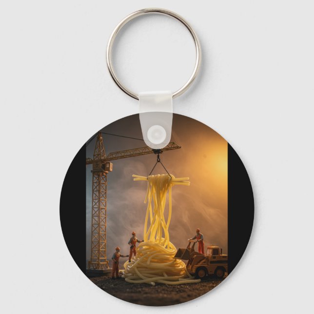 Construction Spaghetti Sticker  Keychain (Front)