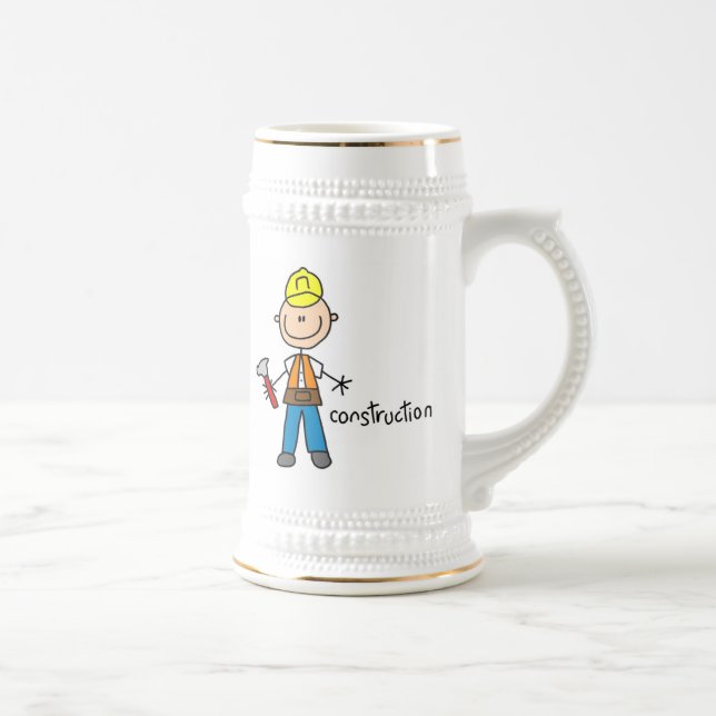 Construction Stick Figure Beer Stein (Right)
