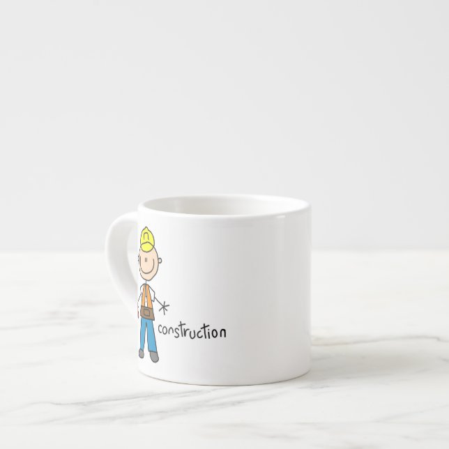Construction Stick Figure Espresso Cup (Front Left)