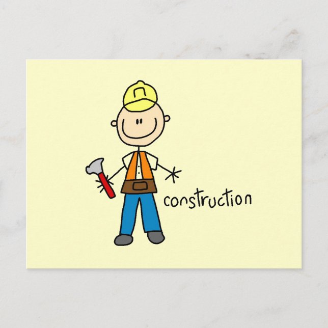 Construction Stick Figure Postcard (Front)
