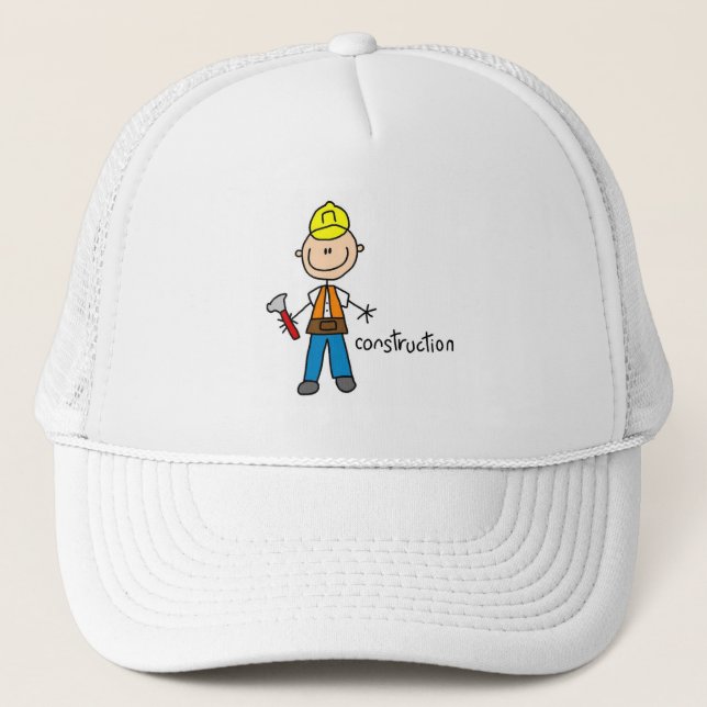 Construction Stick Figure Trucker Hat (Front)
