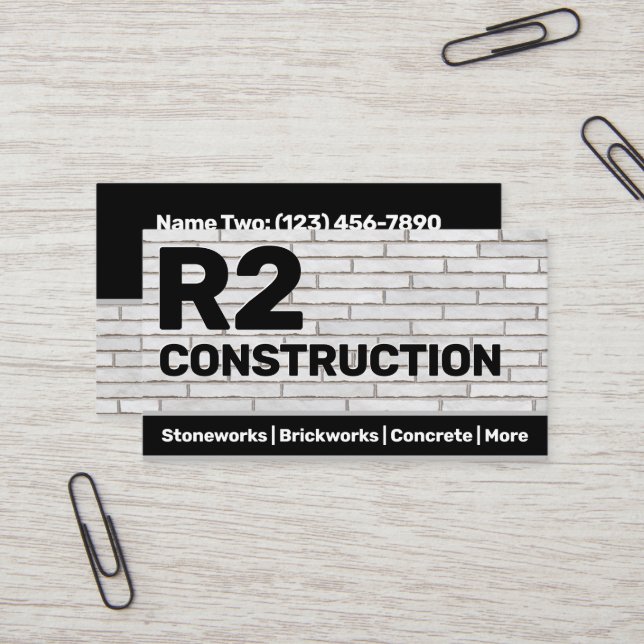 Construction Stonemason Brick Works Custom Business Card (Front/Back In Situ)