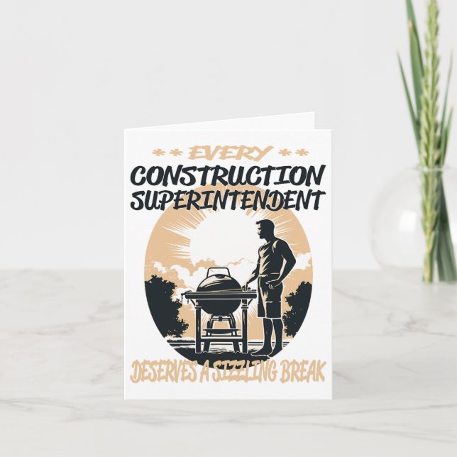 Construction Superintendent Funny Bbq Chef Or Gril Card (Front)