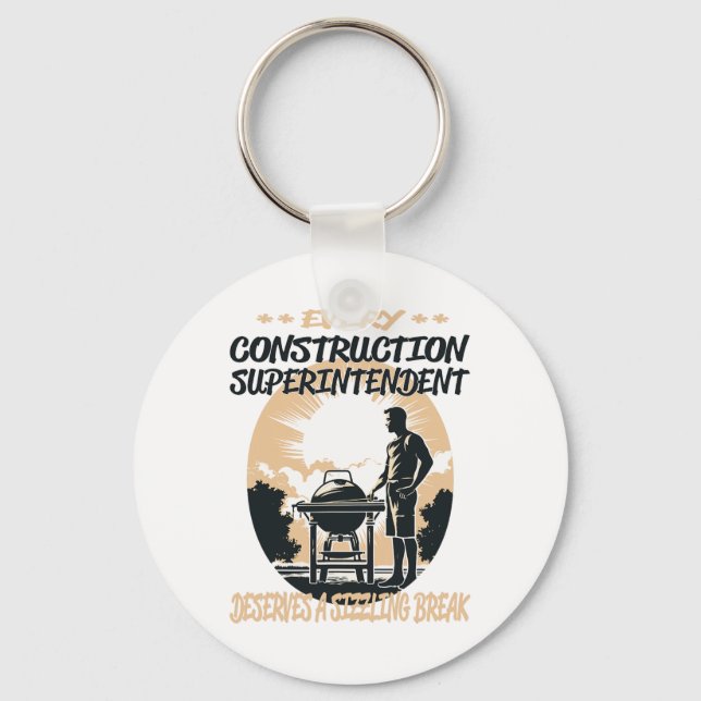 Construction Superintendent Funny Bbq Chef Or Gril Keychain (Front)