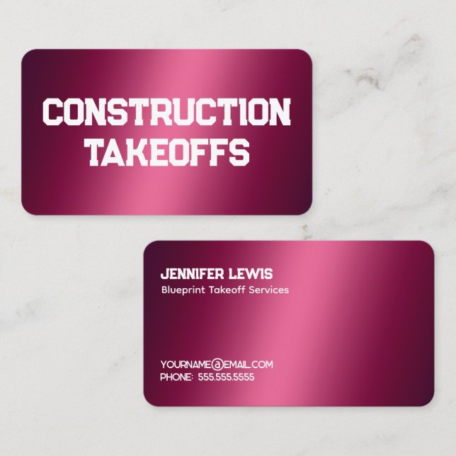 Construction Take-Offs Business Card (Front/Back)
