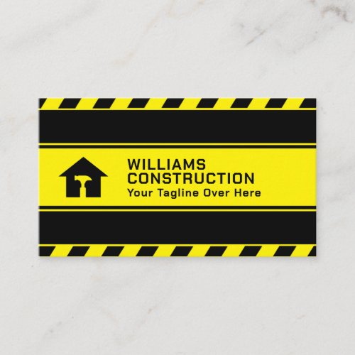 Construction tape inspired black and yellow  business card