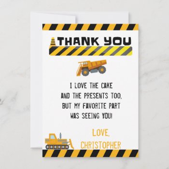 Construction Thank You Card For Boys by NellysPrint at Zazzle