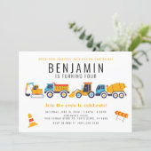 Construction Theme Birthday Dump Truck Party Invitation (Standing Front)