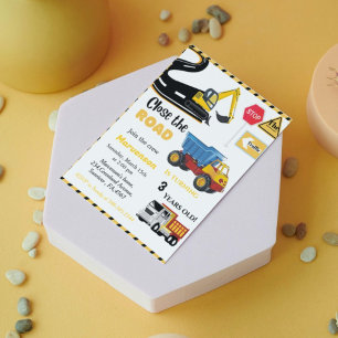 Construction Theme boy Birthday party Dump Truck Invitation