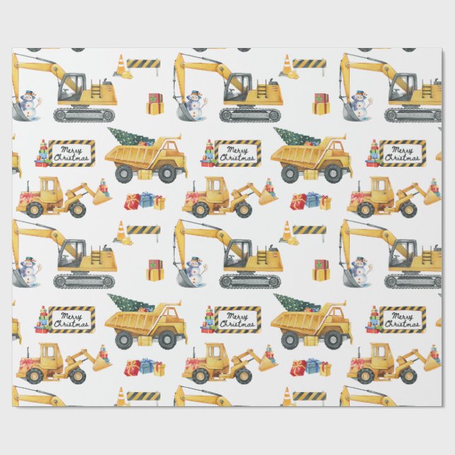 Construction Theme Christmas Wrapping Paper (Flat)