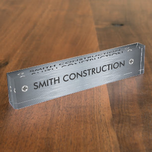 Construction Theme Desk Plaque Name Plate