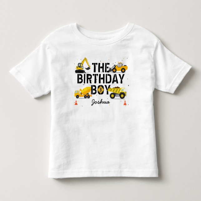 Construction Theme Dump Truck Kids Birthday Toddler T-shirt (Front)