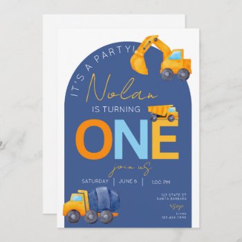 Construction Theme First Birthday Invitation by Pixabelle at Zazzle