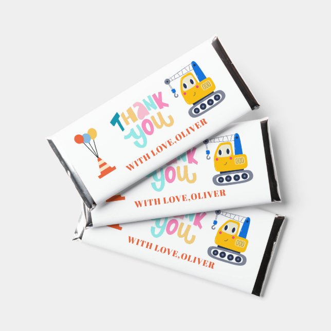 Construction Theme Kid's Birthday Party  Hershey Bar Favors (Front)