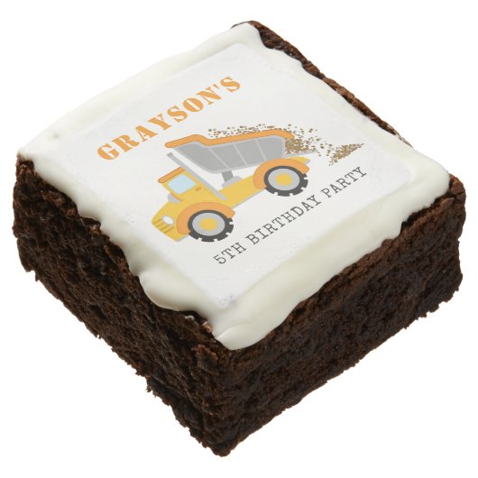Construction Theme Kids Dump Truck Brownies (Angled)