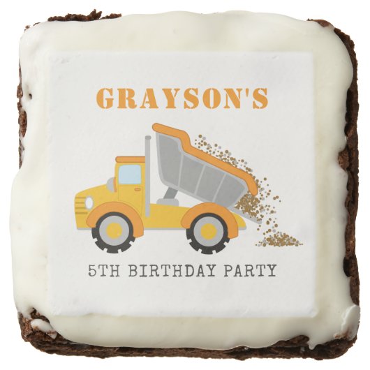 Construction Theme Kids Dump Truck Brownies (Front)