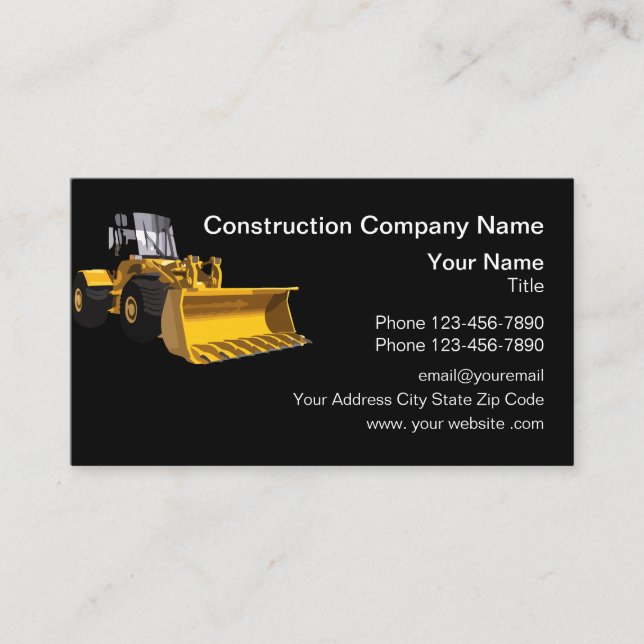 Construction Theme Modern Business Card (Front)