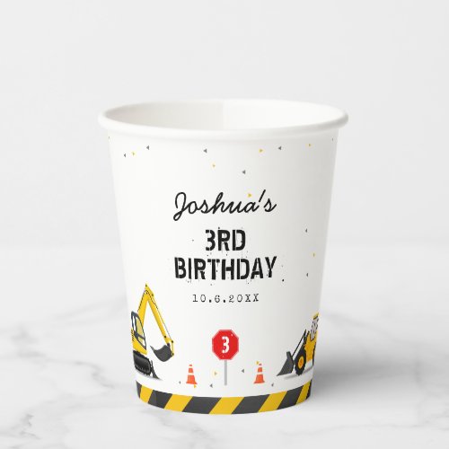 Construction Theme Trucks Kids Any Age Birthday Paper Cups