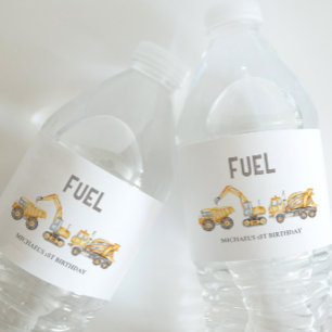 Construction Theme Water Bottle Label