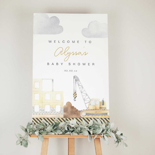 Construction Themed Baby Shower Welcome Sign