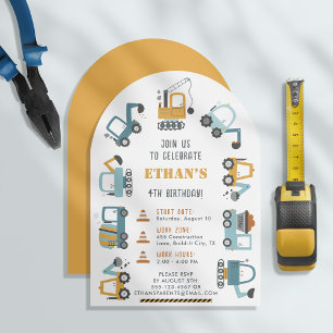 Construction Themed Birthday Invitation for Boys I