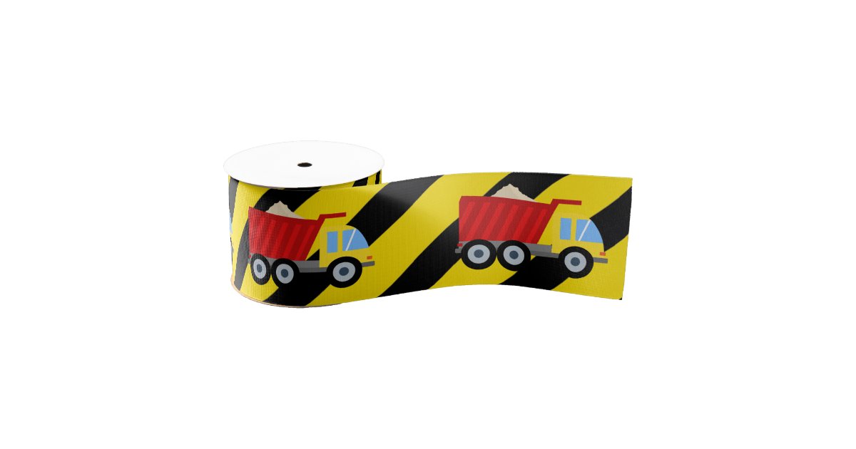 Construction Themed Birthday Party Grosgrain Ribbon | Zazzle
